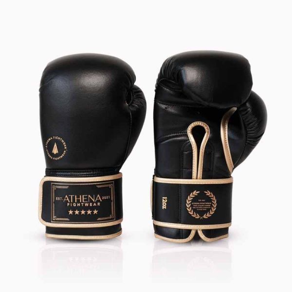 ATHENA 雅典娜 12oz 黑金款 極細纖 拳擊手套 泰拳,踢拳,拳擊,雅典娜,黑色,拳套