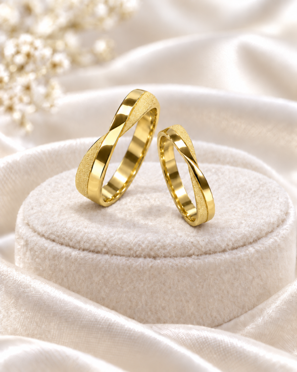 相依交織黃金對戒｜亮面霧砂雙質感 黃金對戒,純金對戒,結婚對戒,情侶對戒,黃金戒指,霧砂黃金戒指,男女對戒,婚戒推薦,金大豐珠寶銀樓