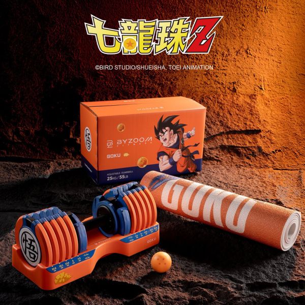 七龍珠聯名 55LB (25kg)可調式啞鈴 (含健身墊、龍珠) 悟空款 七龍珠Z健身墊, BYZOOM瑜伽墊, 悟空健身墊, 達爾瑜伽墊, PVC防滑墊, Dragon Ball Z墊子, 居家重訓墊, 官方授權健身墊, 6mm厚瑜伽墊, 賽亞人訓練墊,1212,1212優惠,雙12,悟空健身墊,達爾健身墊