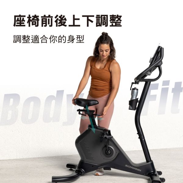 Schwinn 590U 直立式健身車 Schwinn 590U, 直立式健身車, JRNY APP, Zwift, 智能健身車, 有氧運動, 磁控阻力, 靜音健身車, 居家運動, 健身車推薦,喬山