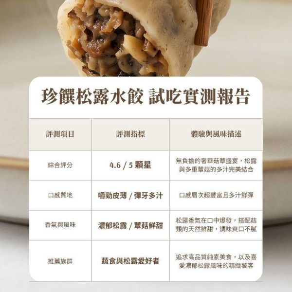 珍饌松露水餃(全素、低糖)-26公克*20顆/包 松露水餃,蔬食,冷凍,純素,推薦,蔬食推薦,素食推薦,松露