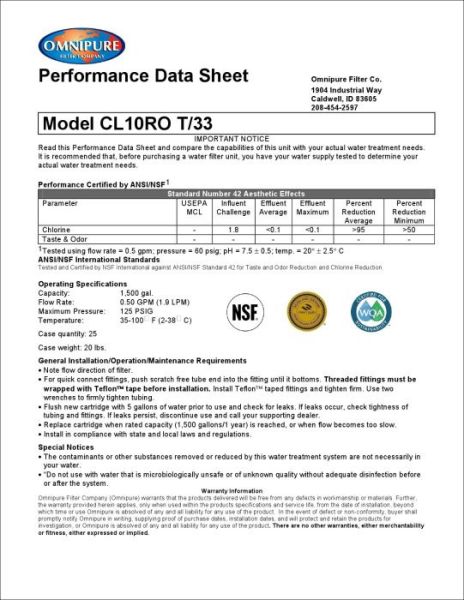 【水易購淨水】美國進口OMNIPURE - 小T33後置顆粒活性炭濾心NSF認證*正品代理商公司貨* 