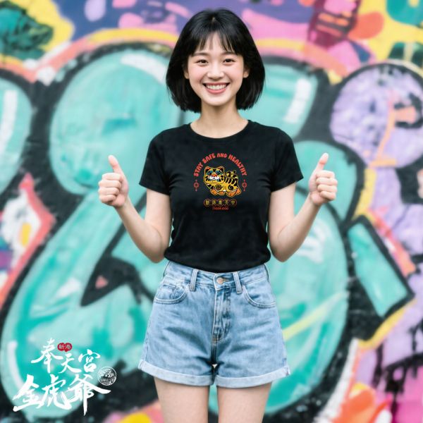 新港奉天宮金虎爺認證授權/Q版虎爺圖像 新港奉天宮金虎爺認證授權/Q版虎爺圖像-衣服 T恤