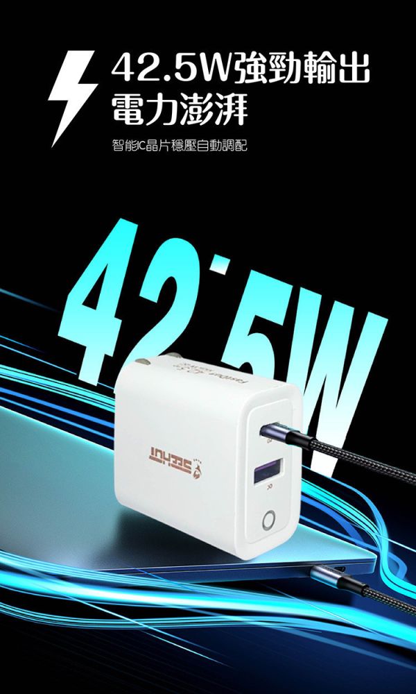 SEEHOT Fast Duo PD快充 雙口 USB-C USB-A 5A/42.5W強電流 充電時間快一倍 雙孔快充頭,PD快充插頭,USB-C快充,USB-A快充,42.5W快充,SEEHOT充電器,PD20W QC3.0,快充不傷機芯,雙口充電器推薦,iPhone16快充頭,可折疊插頭充電器,Switch快充推薦,10重保護快充,支援蘋果快充,安卓快充頭,出差用快充,SEEHOT Fast Duo,快充插座,雙孔USB充電器,旅行充電器推薦