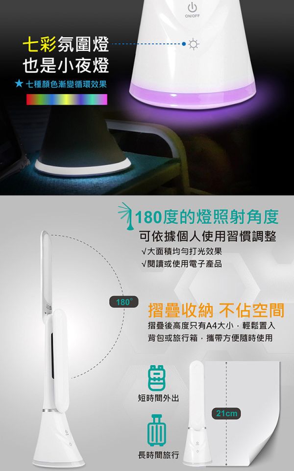 iSee 萬年曆摺疊觸控LED護眼檯燈 (IS-LED S1) iSee 檯燈, LED 護眼檯燈, 萬年曆檯燈, 摺疊檯燈, 觸控調光檯燈, 多功能檯燈, 書桌檯燈, 辦公室照明, 床頭燈, IS-LED S1
