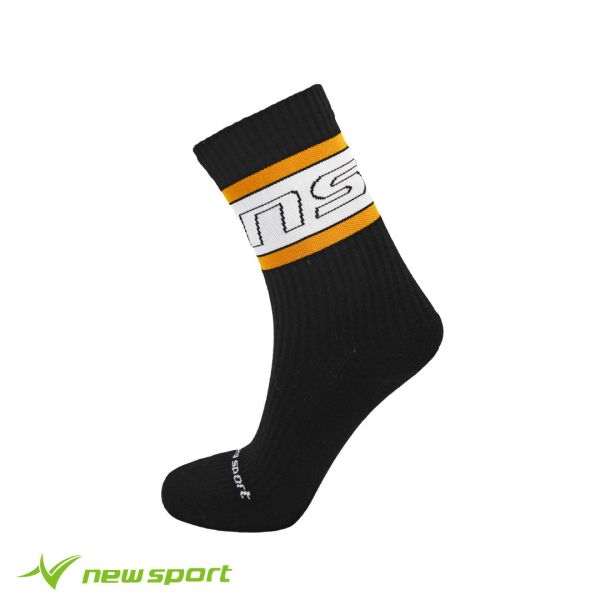 newsport 鈕斯勃 休閒運動長襪【雙線撞色-黑白橘】除臭襪 台灣製造 newsport 運動襪, 鈕斯勃長襪, 雙線撞色襪, 台灣製除臭襪, 抗菌運動襪, 透氣機能襪, 緩震長襪, 萊卡運動襪, 精梳棉襪子, 潮流休閒襪推薦