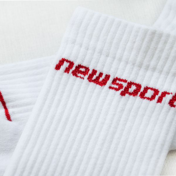 newsport 鈕斯勃 休閒運動長襪【經典LOGO-白紅】除臭襪 台灣製造 newsport 運動長襪, 鈕斯勃LOGO襪, 台灣製除臭襪, 抗菌透氣襪, 緩震長襪, 白色LOGO襪推薦, 萊卡彈性襪, 精梳棉襪子, 運動襪推薦, 經典LOGO運動襪, 台灣製襪子品牌