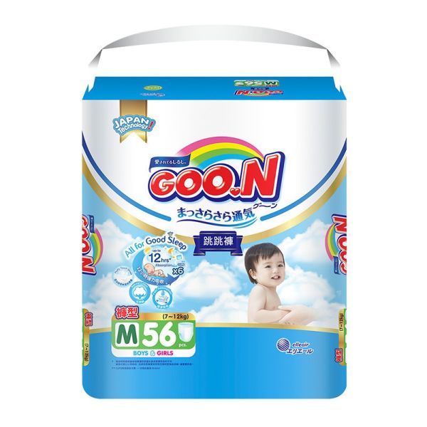 日本 大王尿布 Goo.N 敏感肌設計 黏貼式尿布 褲型尿布 跳跳褲 日本原裝大王 Goo.N 尿布系列,專為寶寶敏感肌設計。柔軟透氣、超強吸收、舒適貼合。提供黏貼式與褲型跳跳褲多尺寸選擇,箱購現貨限宅配配送,給寶寶最安心的呵護。