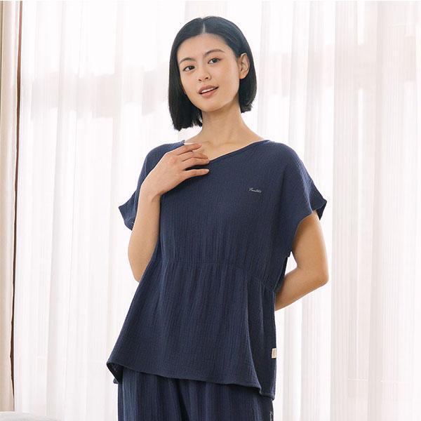 呼吸二重紗連袖腰身上衣-共2色 