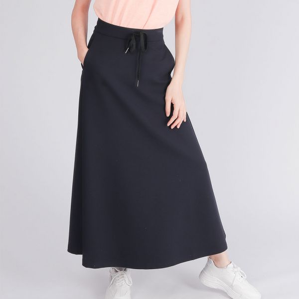 厚紡顯瘦修身A字長裙(女)-深丈青 