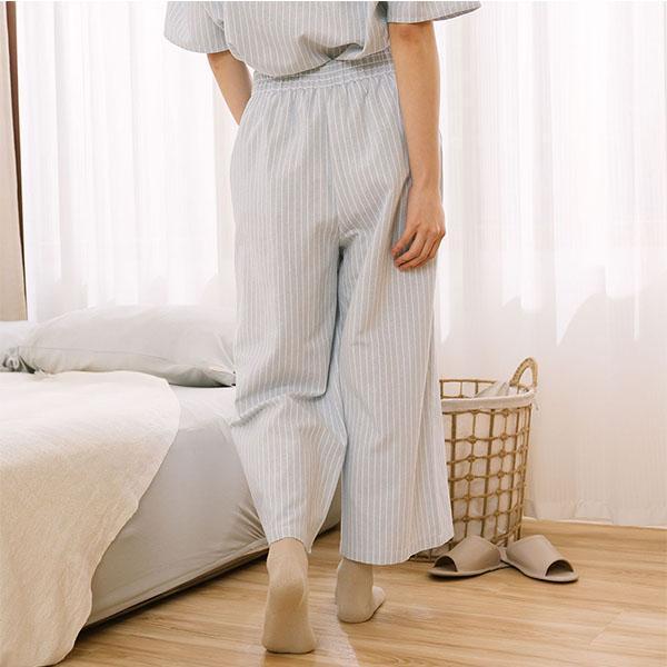 夏日清爽條紋寬褲-共2色 