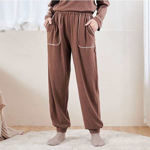 柔軟蠶絲布車線配色長褲-共2色 