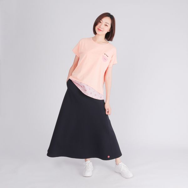 厚紡顯瘦修身A字長裙(女)-深丈青 