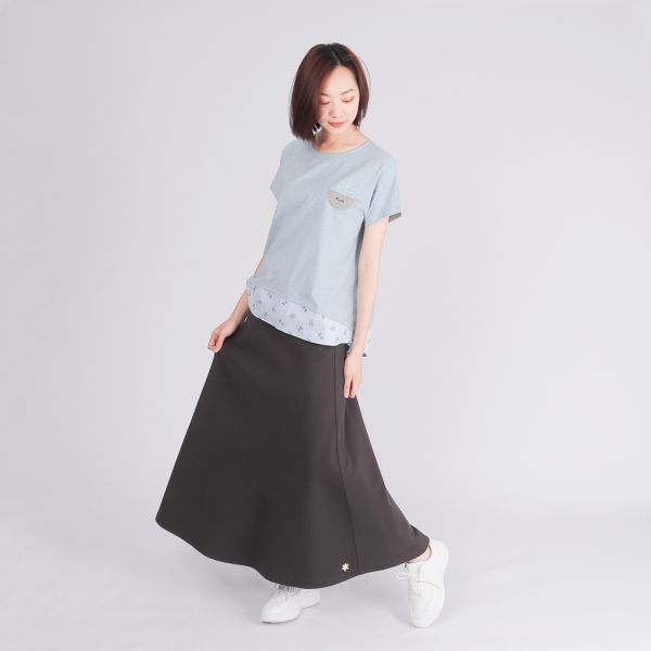 厚紡顯瘦修身A字長裙(女)-深灰 