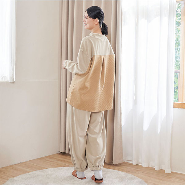 FLEECE搖粒絨半高領拼接上衣套裝-共2色 