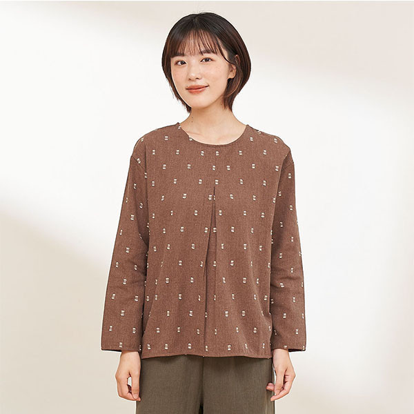 結點刺繡棉麻上衣-共2色 