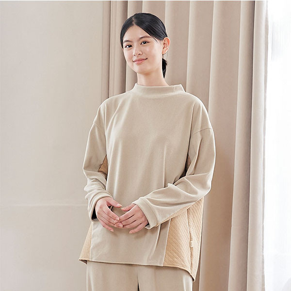 FLEECE搖粒絨半高領拼接上衣-共2色 