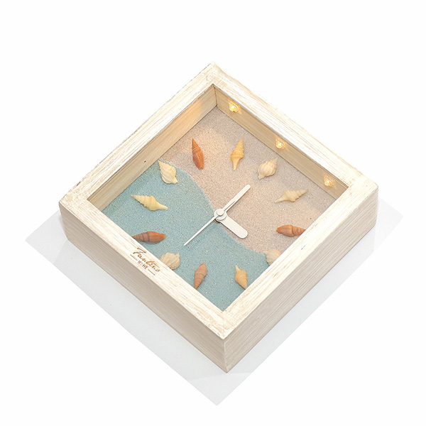 海洋深呼吸 手工木作時鐘-貝殼海洋 淺 家居品, 時鐘, 原木時鐘, 海洋時鐘, 手工時鐘, 療癒時鐘