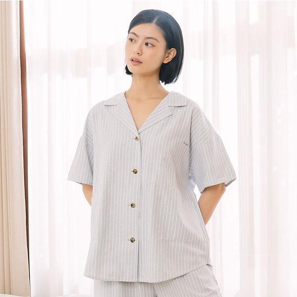 夏日清爽條紋開襟上衣套裝-共2色 