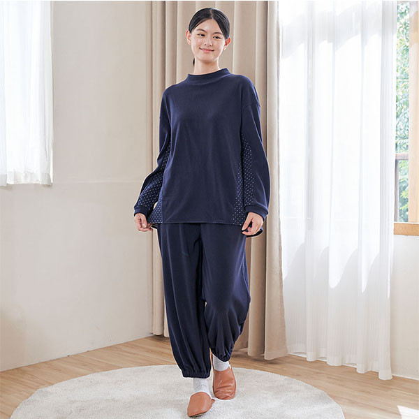 FLEECE搖粒絨半高領拼接上衣套裝-共2色 