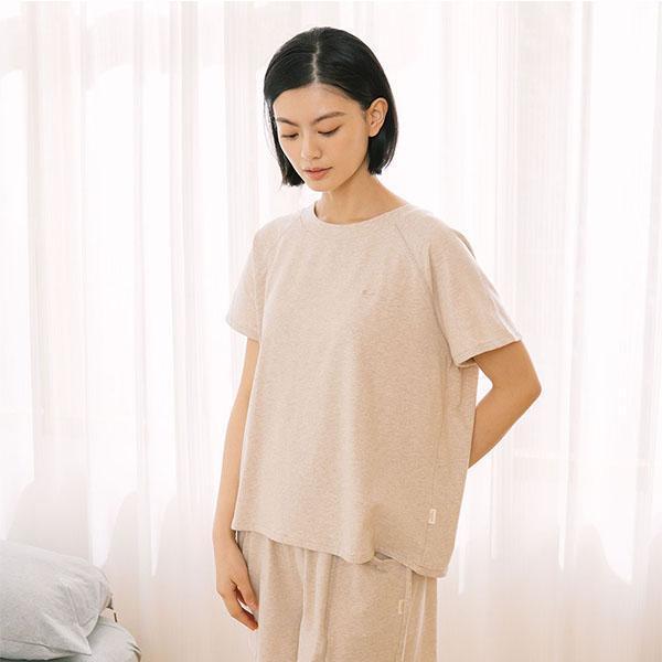 MIT有機棉車線配色三分袖上衣-共2色 