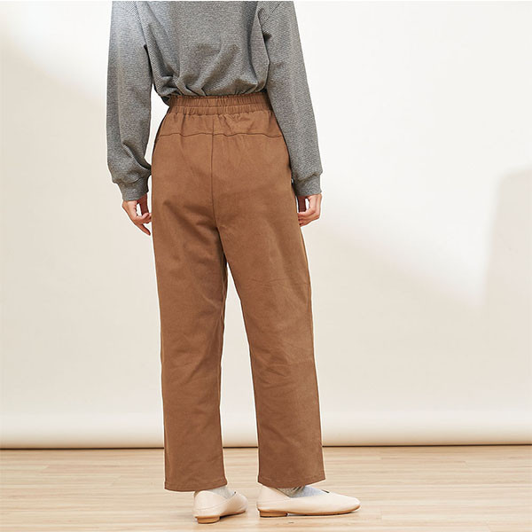 磨毛絨感剪接設計修身長褲-共2色 