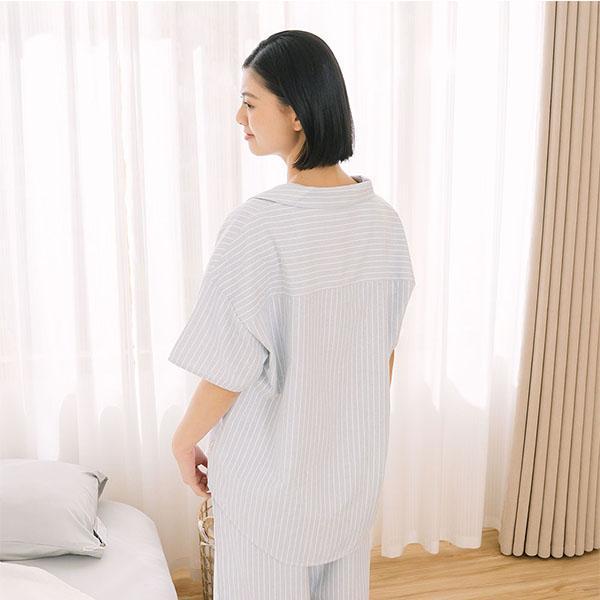 夏日清爽條紋開襟上衣-共2色 