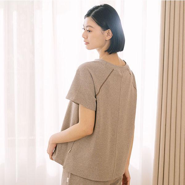 MIT有機棉車線配色三分袖上衣-共2色 