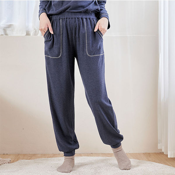 柔軟蠶絲布車線配色長褲-共2色 