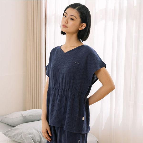 呼吸二重紗連袖腰身上衣-共2色 