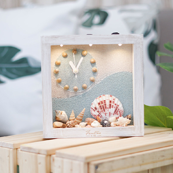 海洋深呼吸 手工木作時鐘-貝殼天堂 左鐘 家居品, 時鐘, 原木時鐘, 海洋時鐘, 手工時鐘, 療癒時鐘