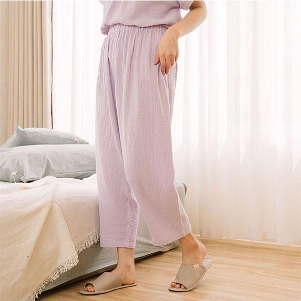 呼吸二重紗無側縫舒適長褲-共4色 