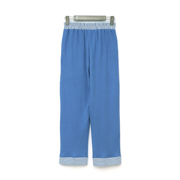 UMORFIL®膠原蛋白小波點拼接七分居家褲-藍 睡衣,家居服,居家服,家居褲,居家褲,舒服睡衣,umorfil,膠原蛋白紗,美膚膠原蛋白,有機棉,親膚
