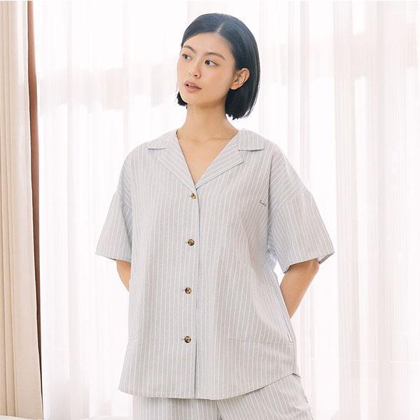 夏日清爽條紋開襟上衣-共2色 