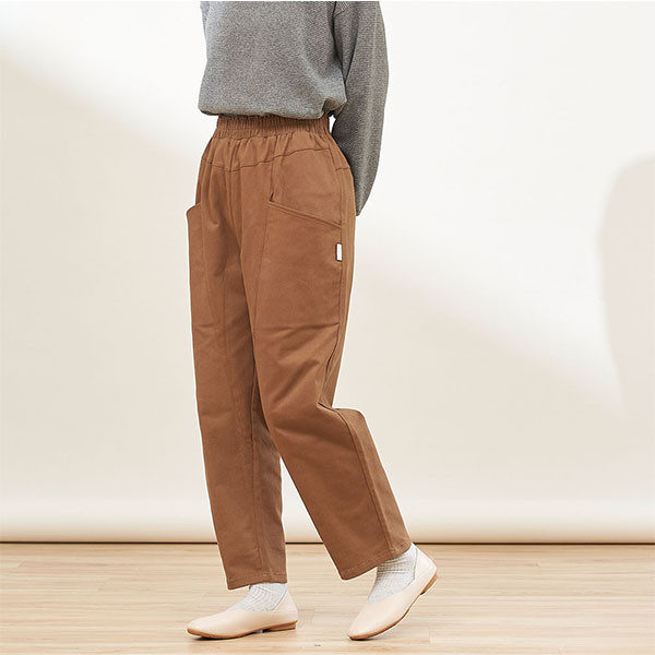 磨毛絨感剪接設計修身長褲-共2色 