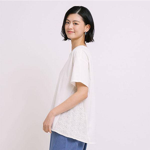 刺繡蕾絲拼接棉質上衣-共2色 