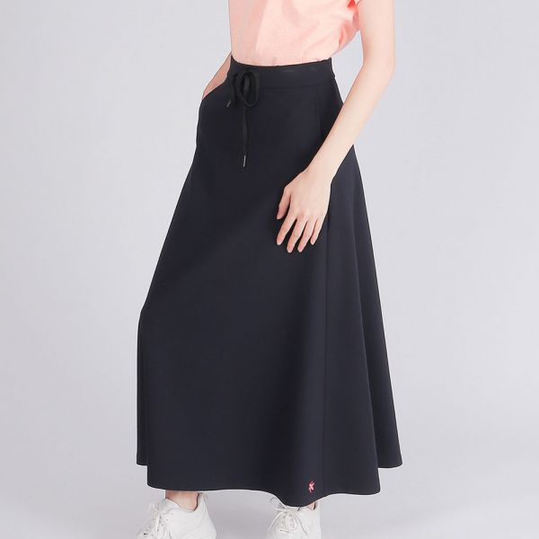 厚紡顯瘦修身A字長裙(女)-深丈青 
