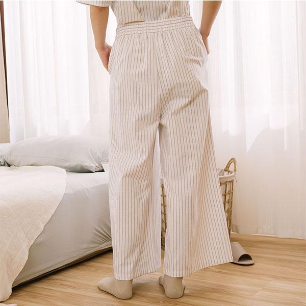 夏日清爽條紋寬褲-共2色 