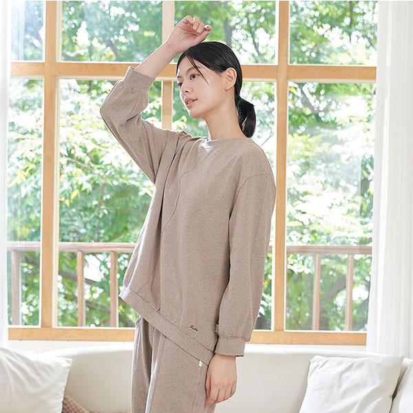 MIT有機棉剪接設計圓領上衣-共2色 
