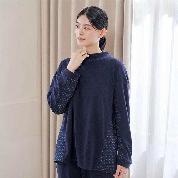 FLEECE搖粒絨半高領拼接上衣-共2色 