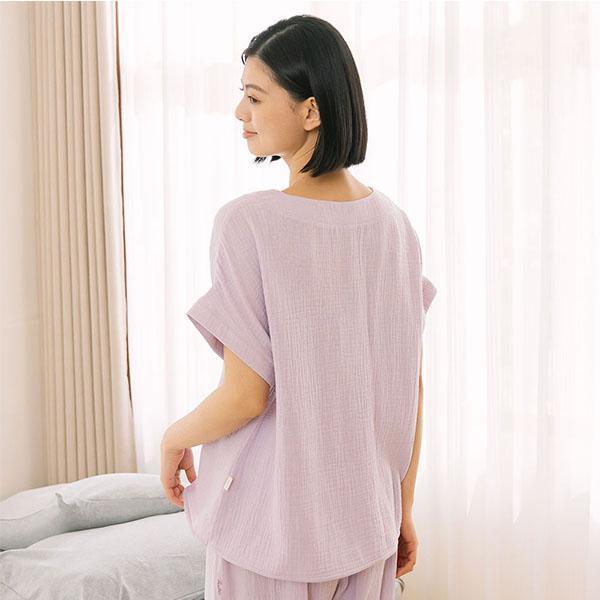 呼吸二重紗前打折連袖上衣-共2色 