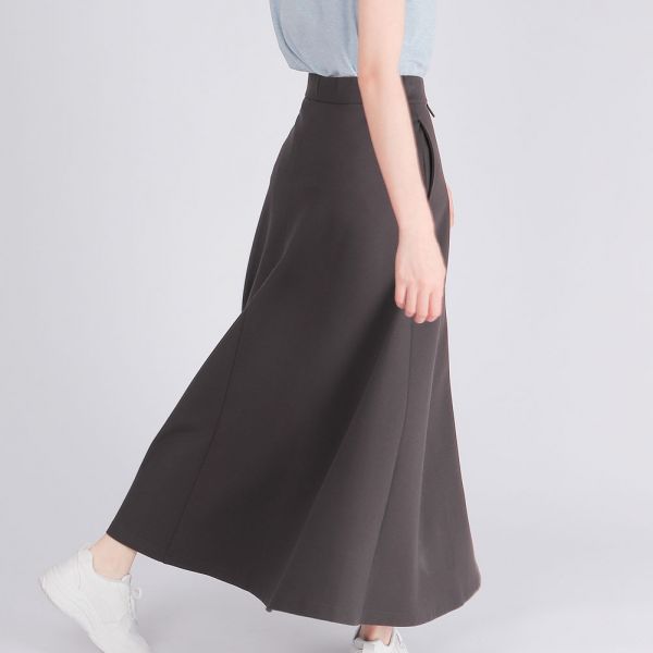 厚紡顯瘦修身A字長裙(女)-深灰 