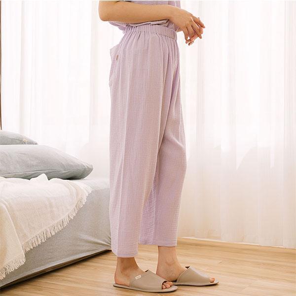 呼吸二重紗無側縫舒適長褲-共4色 