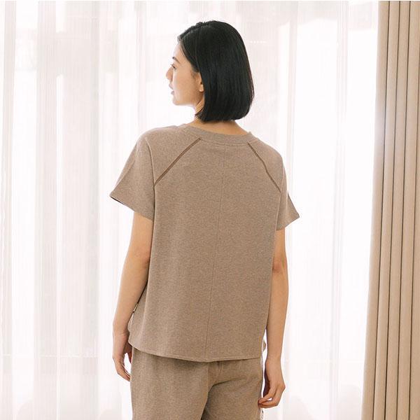 MIT有機棉車線配色三分袖上衣-共2色 