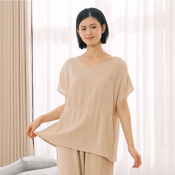 呼吸二重紗連袖腰身上衣-共2色 