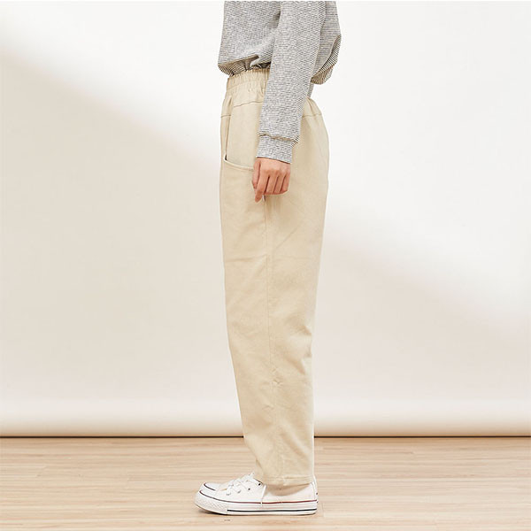 磨毛絨感剪接設計修身長褲-共2色 