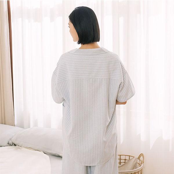 夏日清爽條紋開襟上衣-共2色 
