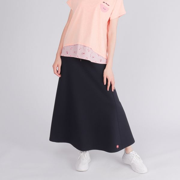 厚紡顯瘦修身A字長裙(女)-深丈青 