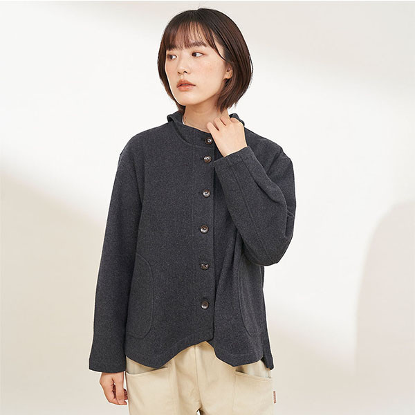 羊毛小立領保暖外套-共2色 