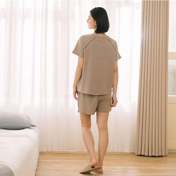 【成套優惠】MIT有機棉車線配色三分袖上衣套裝-共2色 